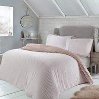 Smart Living Luxurious Reversible Sparkle Ribbed Fleece Duvet Cover with Pillowcases in Pink | Size: King