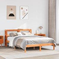 Berkfield Home Bed Frame with Headboard without Mattress Wax Brown 135x190 cm Double