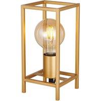 Happy Homewares Vintage & Industrial Style Table Lamp with Rectangular Cage Design in Gold