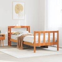 Berkfield Home Bed Frame with Headboard without Mattress Wax Brown 100x200 cm