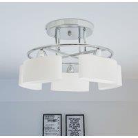 Berkfield Home Ceiling Lamp with Ellipsoid Glass Shades for 5 E14 Bulbs 200 W in White