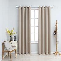 Berkfield Home Blackout Curtains with Metal Rings 2 pcs Beige 140x225 cm