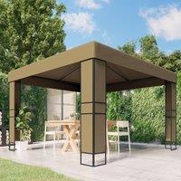 Berkfield Home Gazebo with Double Roof 3x3x2.7 m Taupe 180 g/m in Beige