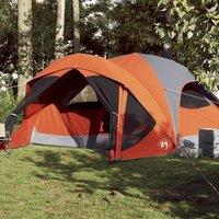Berkfield Home Family Tent Cabin 6-Person Grey & Orange Waterproof