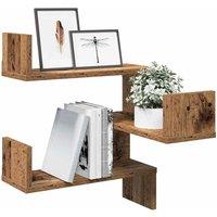 Berkfield Home Wall Corner Shelf Old Wood 40x40x49.5 cm Engineered Wood in Brown