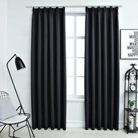 Berkfield Home Blackout Curtains with Hooks 2 pcs Black 140x245 cm