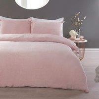 Smart Living Luxurious Pom Pom Fleece Duvet Cover with Pillowcases in Light Pink | Size: Super King
