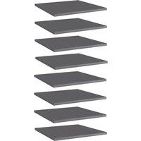 Berkfield Home Bookshelf Boards 8 pcs High Gloss Grey 40x40x1.5 cm Engineered Wood