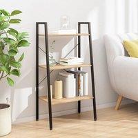 Berkfield Home 3-Tier Standing Shelf Light Brown & Black 56x35x108 cm | Size: 56 x 35 x 108 cm