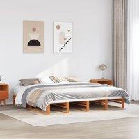 Berkfield Home Bed Frame without Mattress Wax Brown 180x200 cm Super King Solid Wood Pine