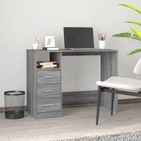 Berkfield Home Desk with Drawers Grey Sonoma 102x50x76 cm Engineered Wood | Size: 102 x 50 x 76 cm