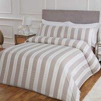 Smart Living Luxury Hotel Quality Lurex Stripe Jacquard Duvet Cover with Pillowcases in Camel | Size: Double
