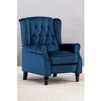 More4Homes Althorpe Wing Back Recliner Button Back Fireside Velvet Chair in Dark Blue
