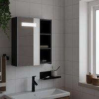 Berkfield Home Bathroom Mirror Cabinet with LED Light Black 45x13x52 cm | Size: 45 x 13 x 52 cm
