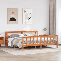 Berkfield Home Bed Frame with Headboard without Mattress Wax Brown 180x200 cm Super King