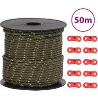 Berkfield Home Tent Guy Rope with Reflective Strips & Spanners 50 m 4 mm in Green
