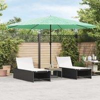 Berkfield Home Garden Parasol with Steel Pole Green 388x388x248 cm | Size: 388 x 388 x 248 cm