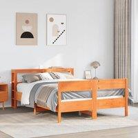 Berkfield Home Bed Frame without Mattress Wax Brown 120x190 cm Small Double Solid Wood Pine