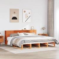 Bookcase Bed without Mattress Wax Brown 200x200 cm Solid Wood