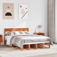 Berkfield Home Bed Frame without Mattress Wax Brown 135x190 cm Double Solid Wood Pine