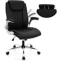 Gymax PU Leather Office Chair Adjustable Height Executive Chair With Wheels in Black