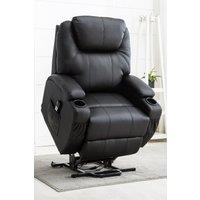 More4Homes Cinemo Dual Motor Rise Recliner Bonded Leather Heat & Massage Chair in Black