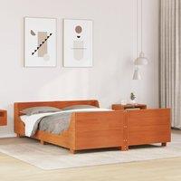 Berkfield Home Bed Frame without Mattress Wax Brown 135x190 cm Double Solid Wood Pine