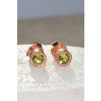 Otis Jaxon London Women's Peridot Sterling Silver August Birthstone Stud Earrings in Rose Gold