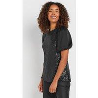 M&Co Women's Short Sleeve Blouse in Black | Size: 12