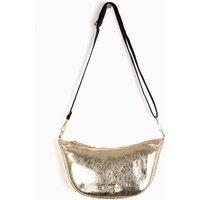 Etre Women's Bellamy Half Moon Crossbody Bag - Metallic Gold, Cracked Faux Leather in Gold