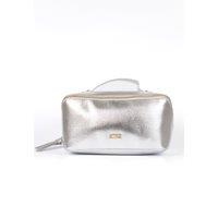 Etre Women's Silver Vanity Case Faux Leather Makeup Bags