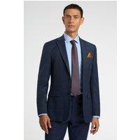 Racing Green Men's Regular Fit Blue Tan Windowpane Jacket | Size: 48R