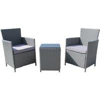 3 PCS Rattan Garden Bistro Set Patio Table and Chairs Set with Cushions