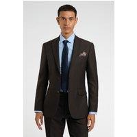 Racing Green Men's Regular Fit Brown Birdseye Jacket | Size: 50R