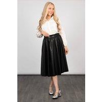 Phoebe A-Line Midi Skirt - Black, Faux Leather