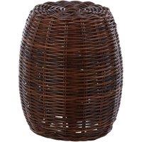Orsina Intricately Barrel Design Natural Croco Rattan Stool, Compact Outdoor Stool, Versatile Lightweight Stool in Brown