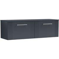 Balterley 2 Drawer Wall Hung Vanity Unit Colour Match Worktop, 1200mm in Grey