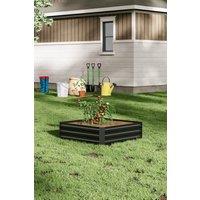 Black Square Galvanized Steel Planter Box Raised Garden Bed