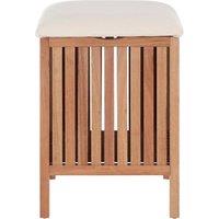 Orsina Dual Purpose Wood Storage Stool, Natural Walnut Build Storage Stool For Livingroom, Fabric Seat Stool