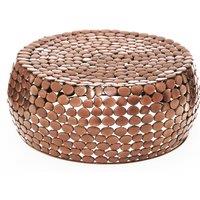 Orsina Iron Pebble Coffee Table, Modern Coffee Table, Industrial Coffee Table, Contemporary Drum Coffee Table in Gold