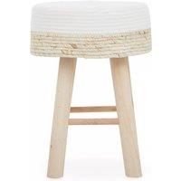 Orsina Durable White Cotton Rope Stool, Stylish Kitchen Stool For Bedroom, Versatile Design Bar Stool For Guests in Grey