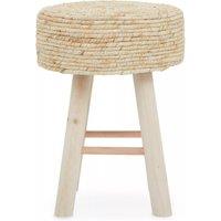 Orsina Durable White Cotton Rope Stool, Stylish Kitchen Stool For Bedroom, Versatile Design Bar Stool For Guests in Beige
