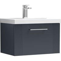 Balterley Wall Hung 1 Drawer Vanity Unit - Mid-Edge Basin 600mm, Satin Dark Grey