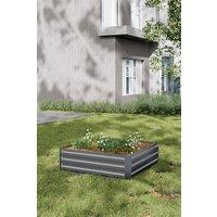 Grey Square Galvanized Steel Planter Box Raised Garden Bed