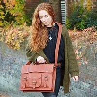 Paper High Brown Leather Satchel | Size: Large