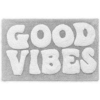 Mooky Mats Good Vibes Slogan Bath Mat in Grey