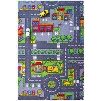 Kukoon Childrens Toy Car Roads Soft Play Mat 95cm x 133cm in Grey | Size: 95 cm x 133 cm
