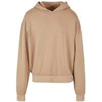 Build Your Brand Men's Acid Wash Oversized Hoodie in Light Beige | Size: Medium