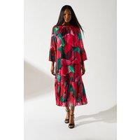 Pleated Chiffon Maxi Dress