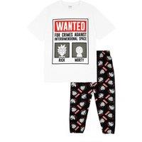 Rick & Morty Men's Short Sleeve Long Leg Pyjama Set | White | Official Merch | Size: 2XL